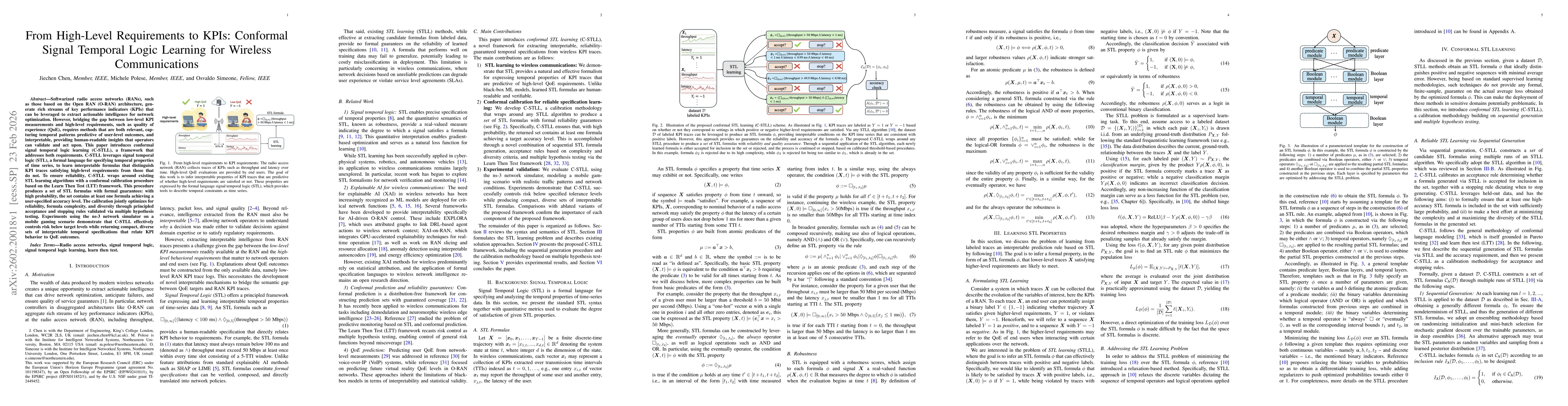 Thumbnail for From High-Level Requirements to KPIs: Conformal Signal Temporal Logic Learning for Wireless Communications