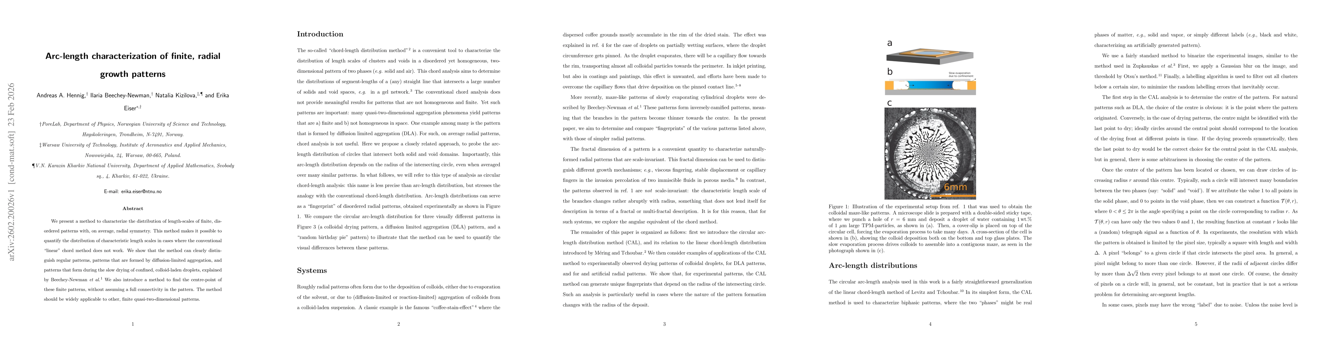 Thumbnail for Arc-length characterization of finite, radial growth patterns