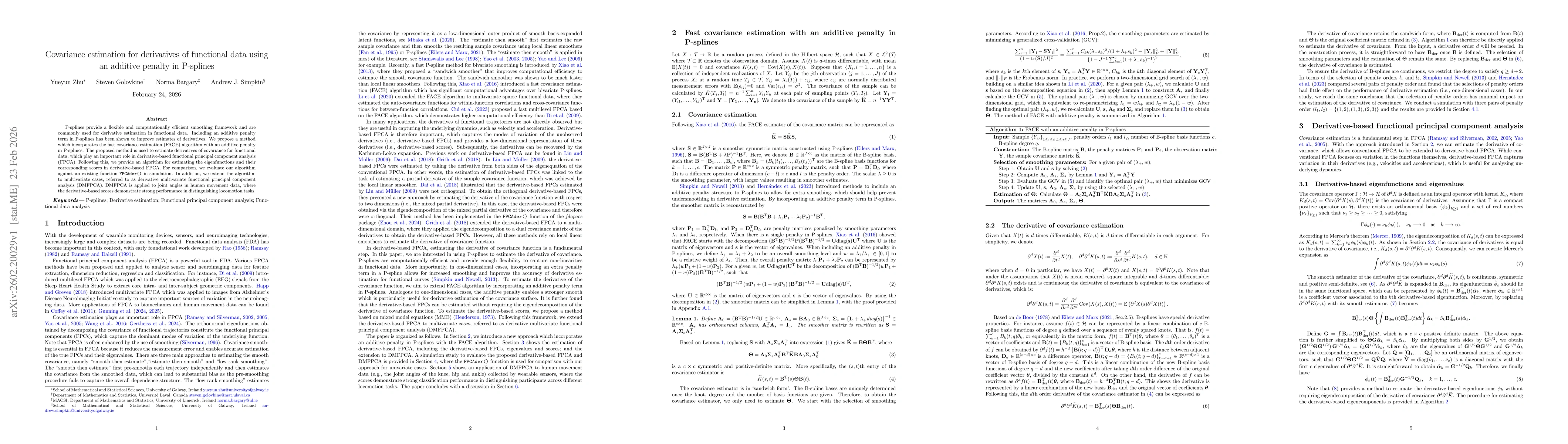 Thumbnail for Covariance estimation for derivatives of functional data using an additive penalty in P-splines