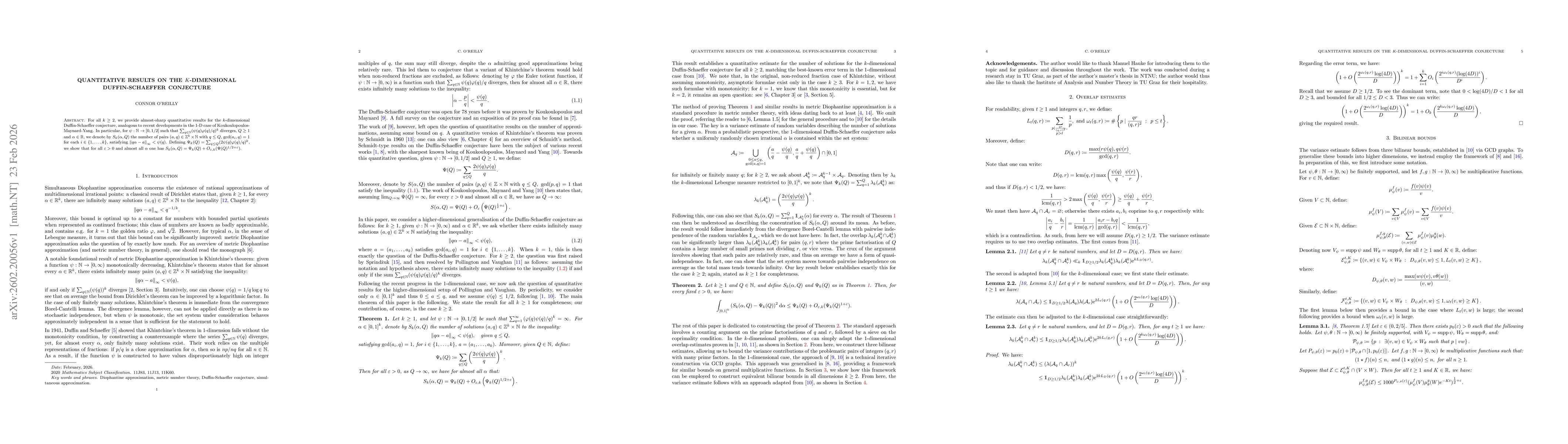 Thumbnail for Quantitative results on the $k$-dimensional Duffin-Schaeffer conjecture