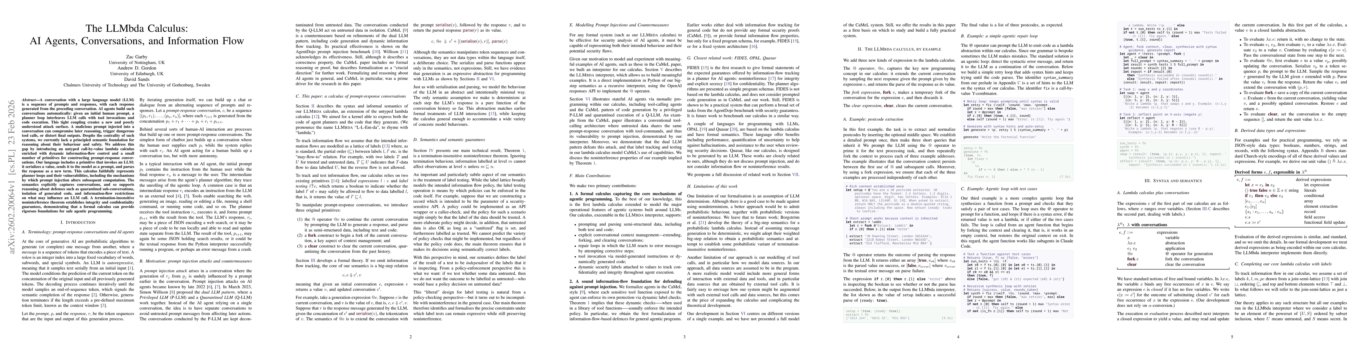 Thumbnail for The LLMbda Calculus: AI Agents, Conversations, and Information Flow