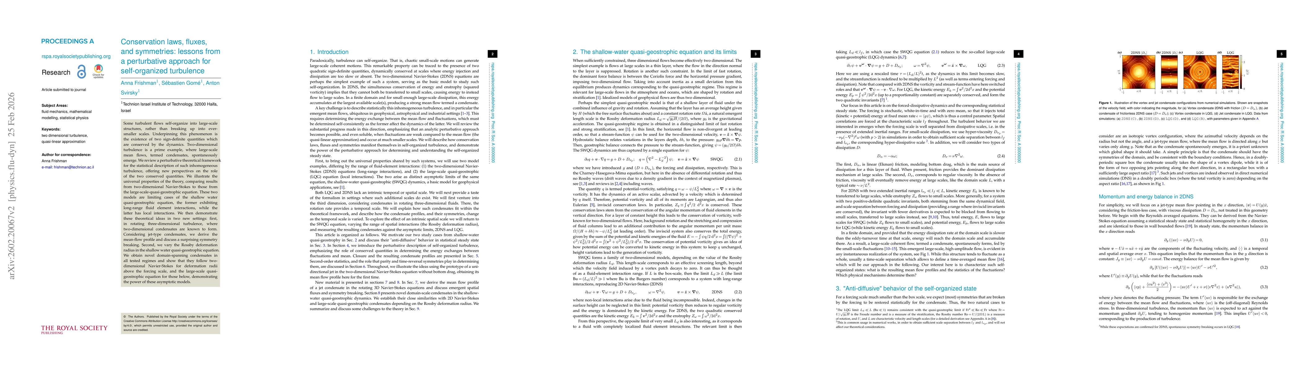 Thumbnail for Conservation laws, fluxes, and symmetries: lessons from a perturbative approach for self-organized turbulence