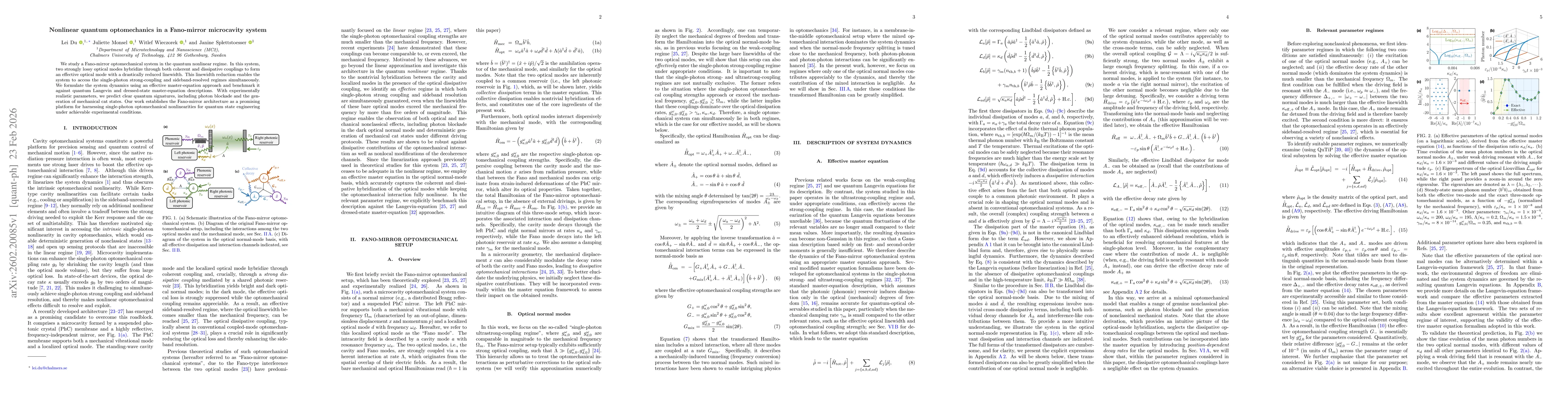 Thumbnail for Nonlinear quantum optomechanics in a Fano-mirror microcavity system