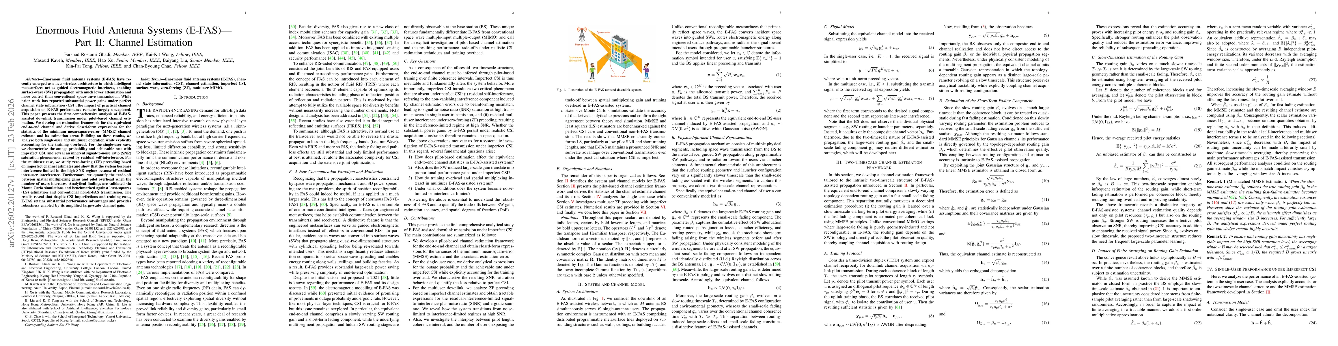 Thumbnail for Enormous Fluid Antenna Systems (E-FAS)--Part II: Channel Estimation