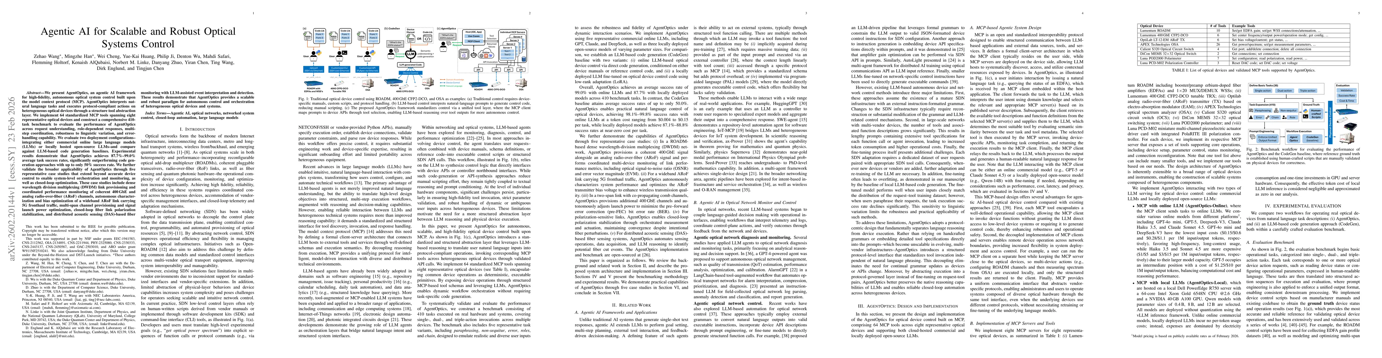Thumbnail for Agentic AI for Scalable and Robust Optical Systems Control