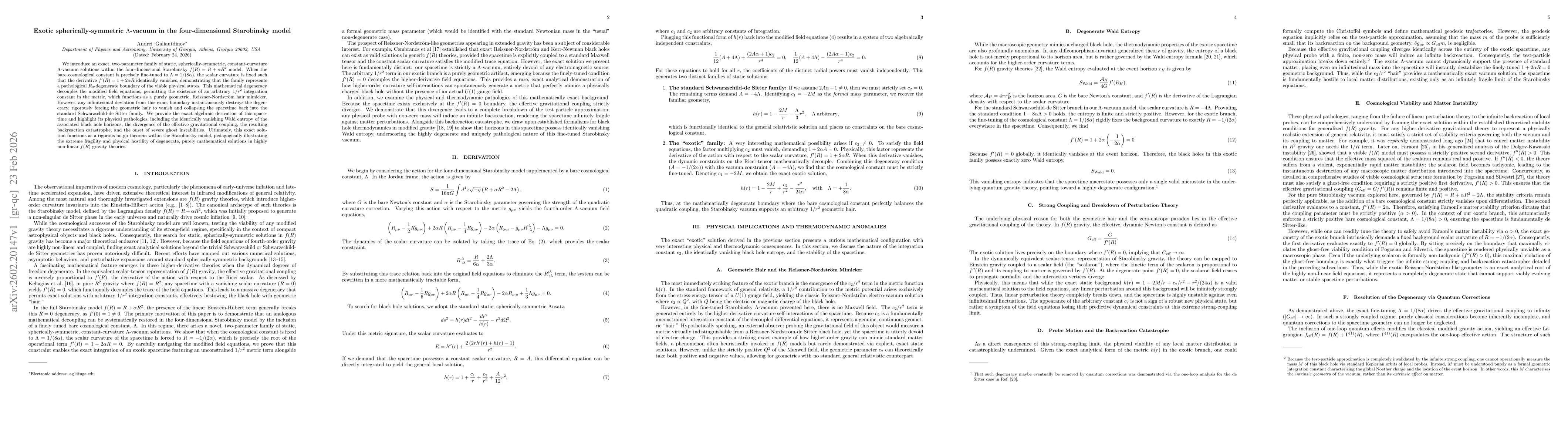 Thumbnail for Exotic spherically-symmetric Lambda-vacuum in the four-dimensional Starobinsky model