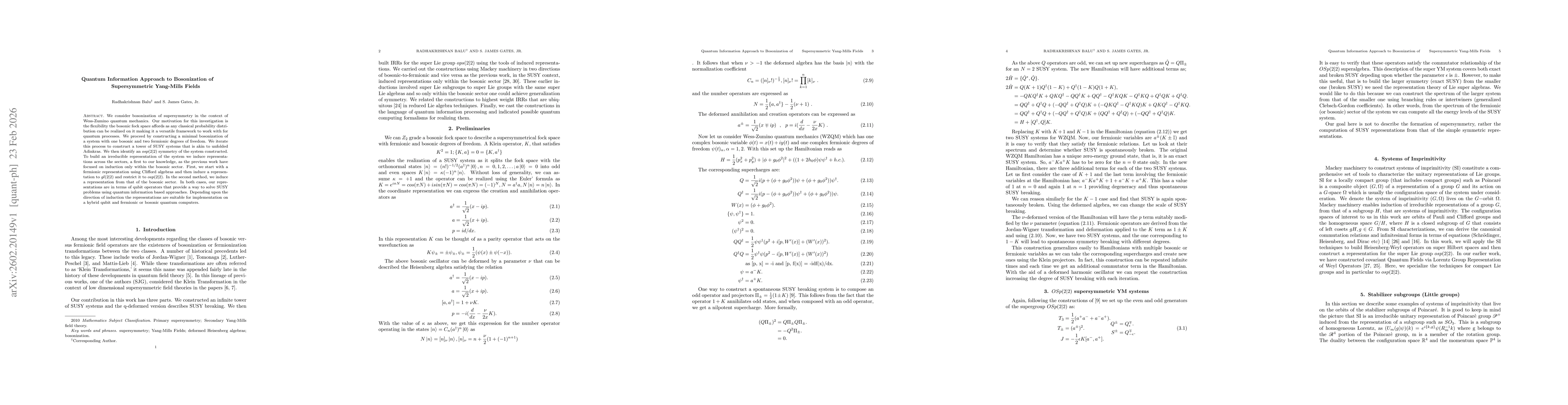 Thumbnail for Quantum Information Approach to Bosonization of Supersymmetric Yang-Mills Fields