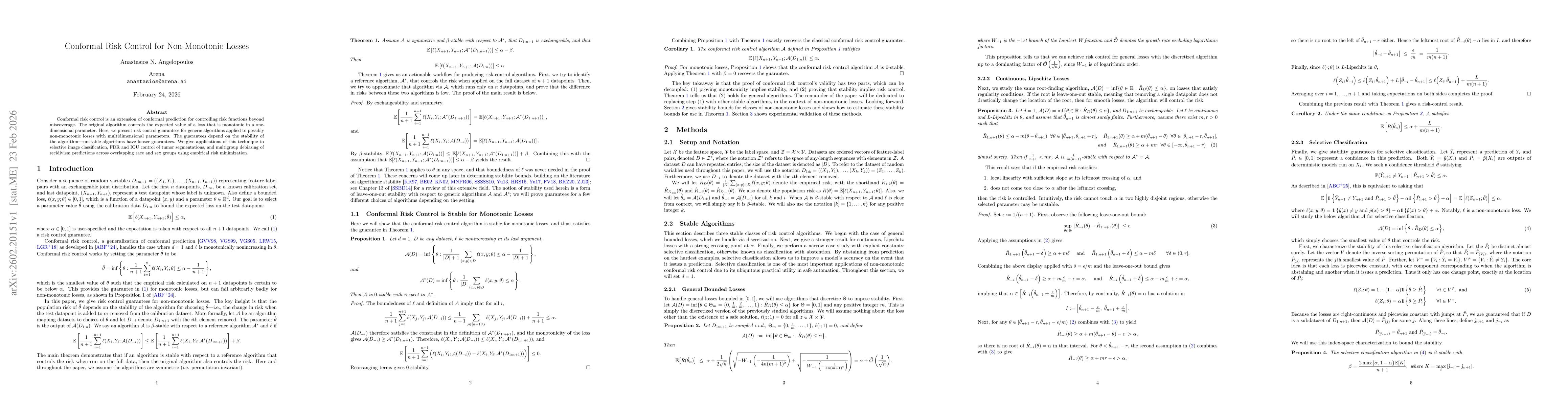 Thumbnail for Conformal Risk Control for Non-Monotonic Losses