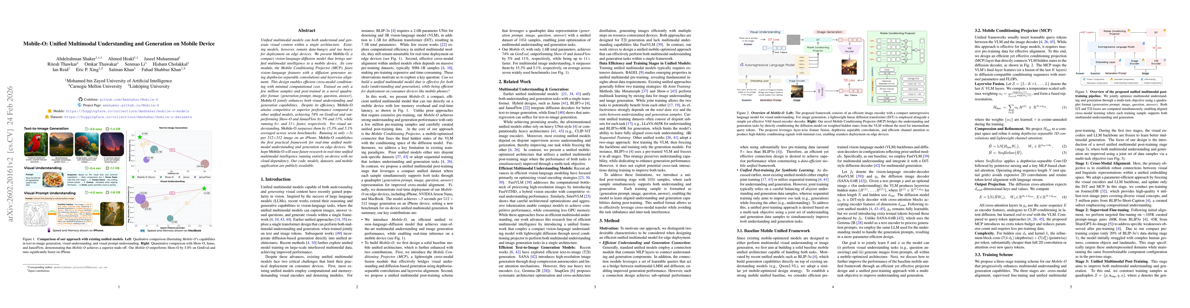 Thumbnail for Mobile-O: Unified Multimodal Understanding and Generation on Mobile Device