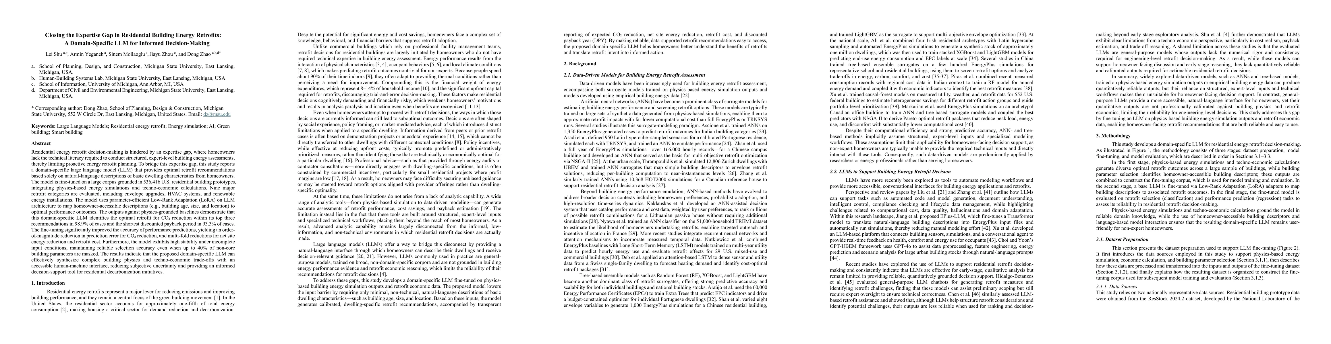 Thumbnail for Closing the Expertise Gap in Residential Building Energy Retrofits: A Domain-Specific LLM for Informed Decision-Making