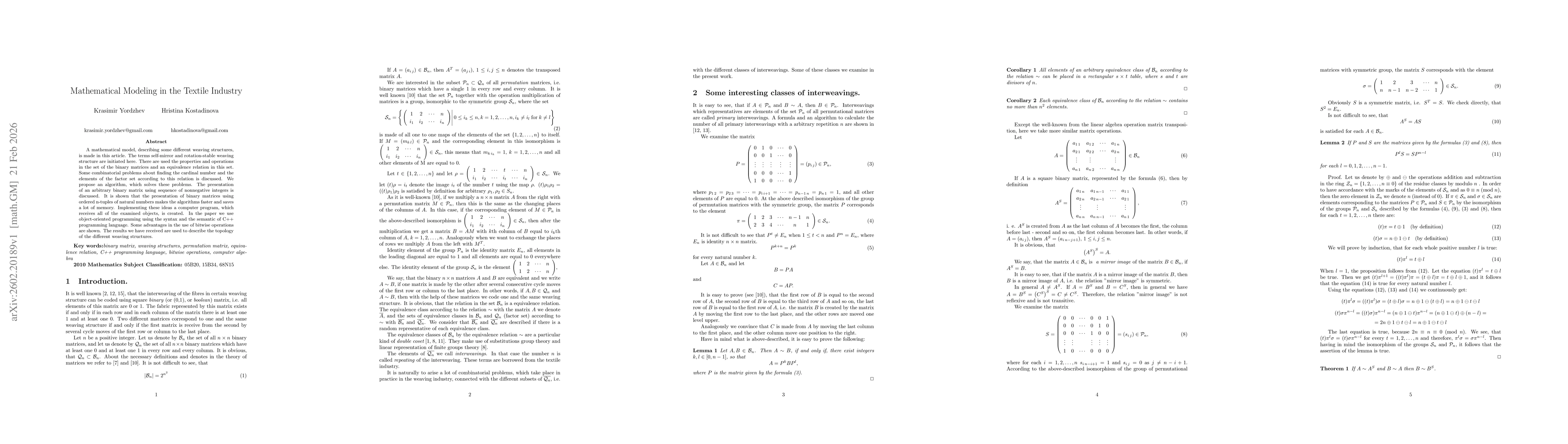 Thumbnail for Mathematical Modeling in the Textile Industry