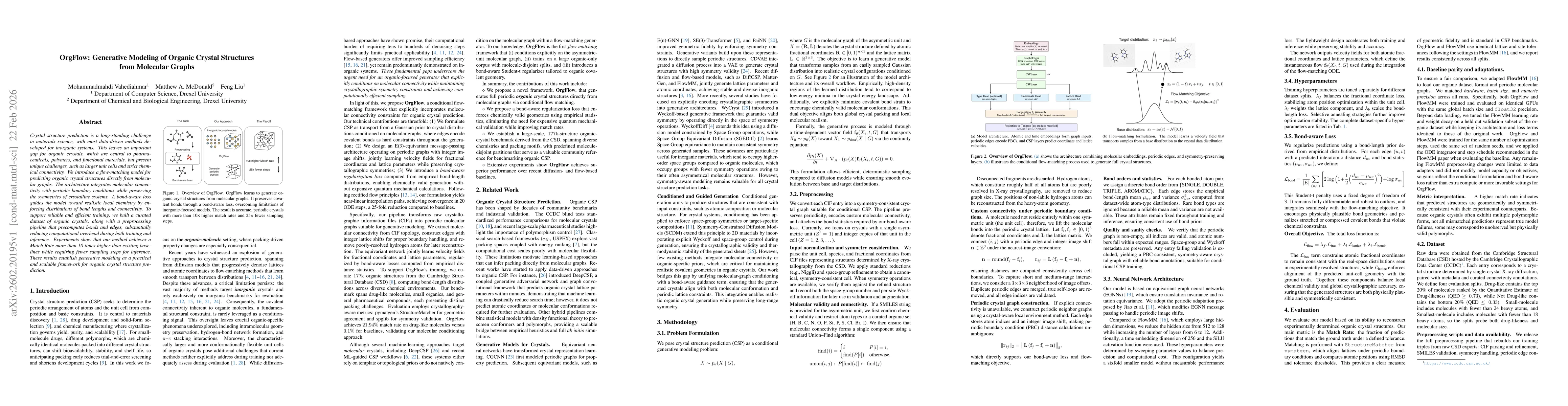 Thumbnail for OrgFlow: Generative Modeling of Organic Crystal Structures from Molecular Graphs
