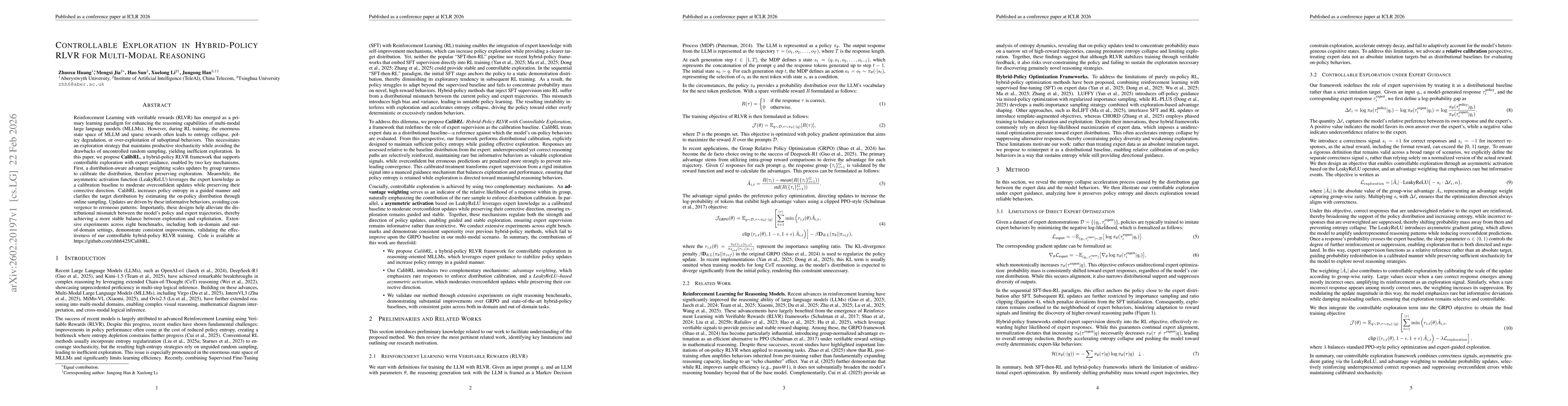 Thumbnail for Controllable Exploration in Hybrid-Policy RLVR for Multi-Modal Reasoning