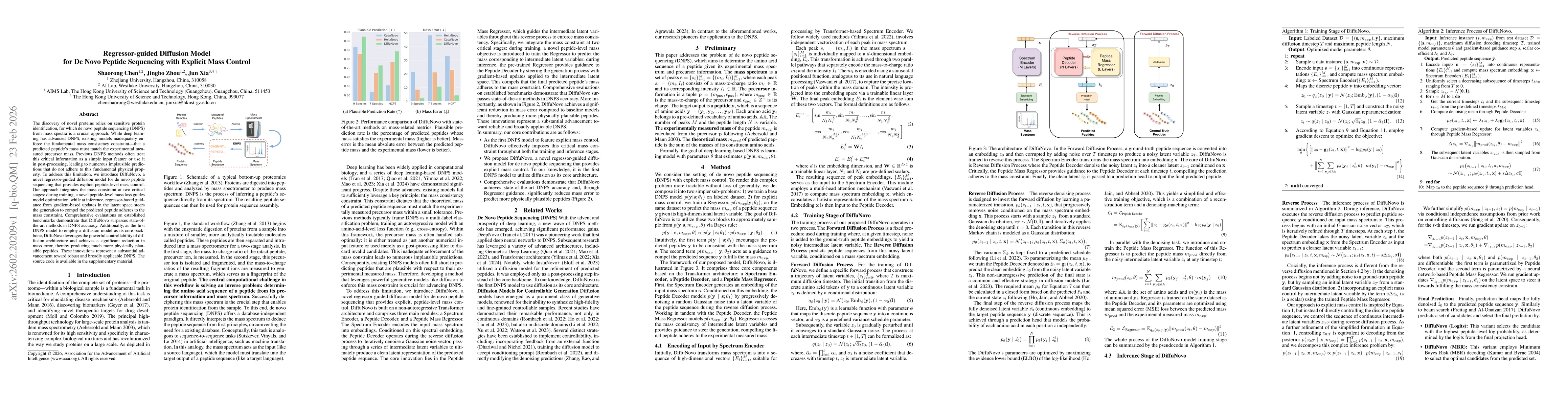 Thumbnail for Regressor-guided Diffusion Model for De Novo Peptide Sequencing with Explicit Mass Control
