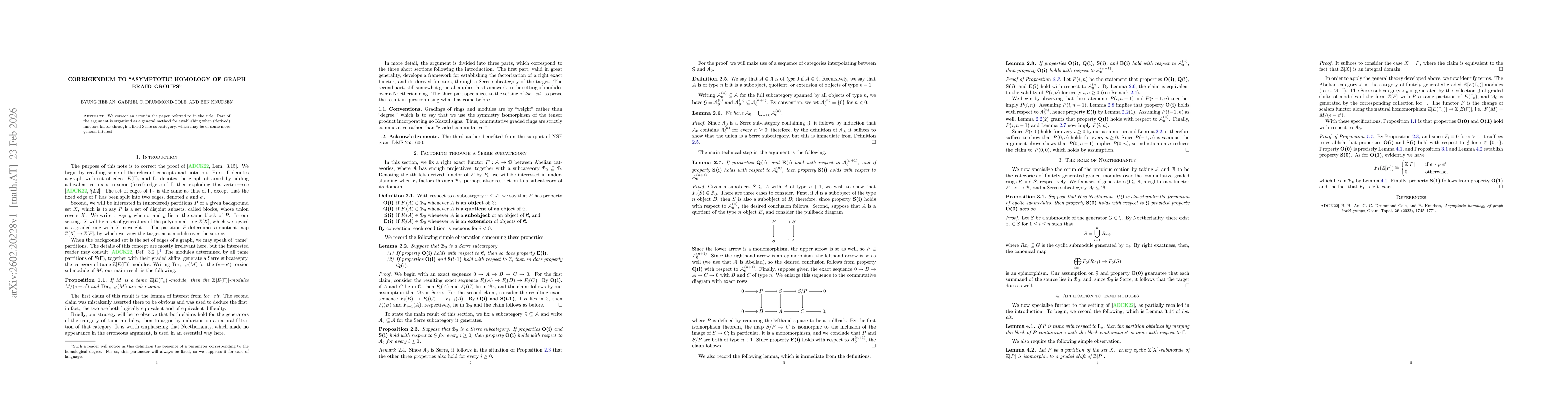 Thumbnail for Corrigendum to "Asymptotic homology of graph braid groups"