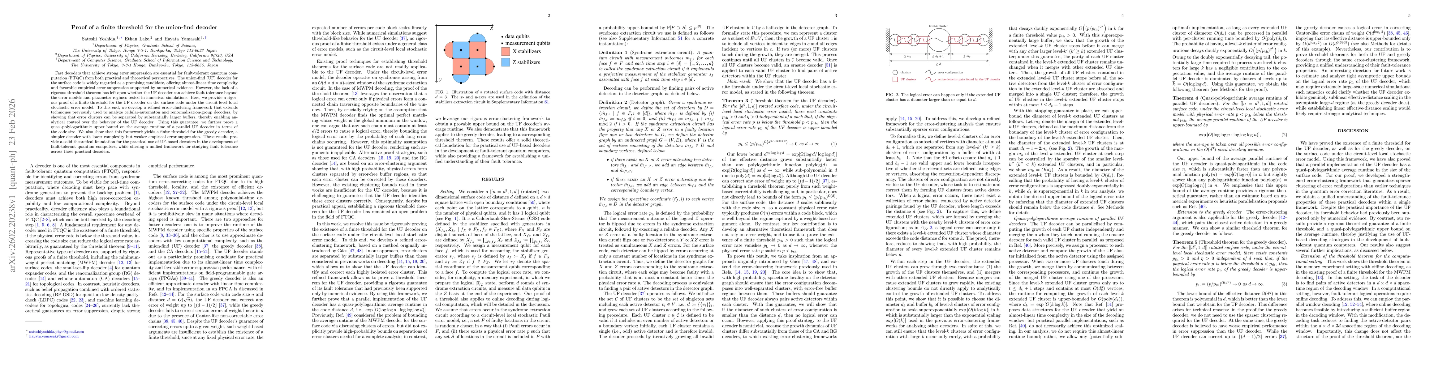 Thumbnail for Proof of a finite threshold for the union-find decoder