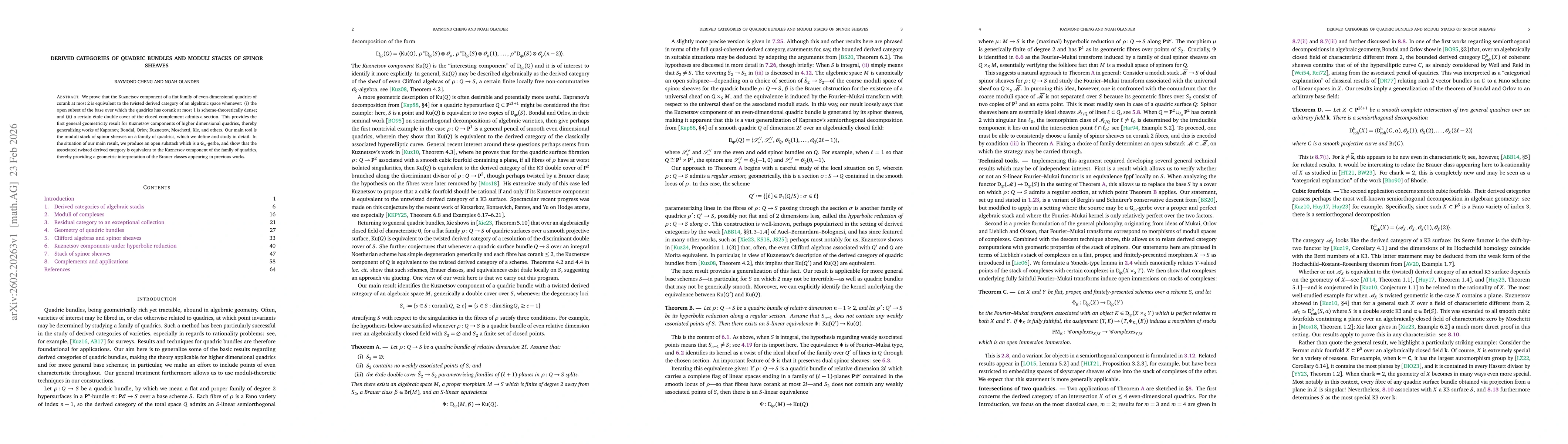 Thumbnail for Derived categories of quadric bundles and moduli stacks of spinor sheaves