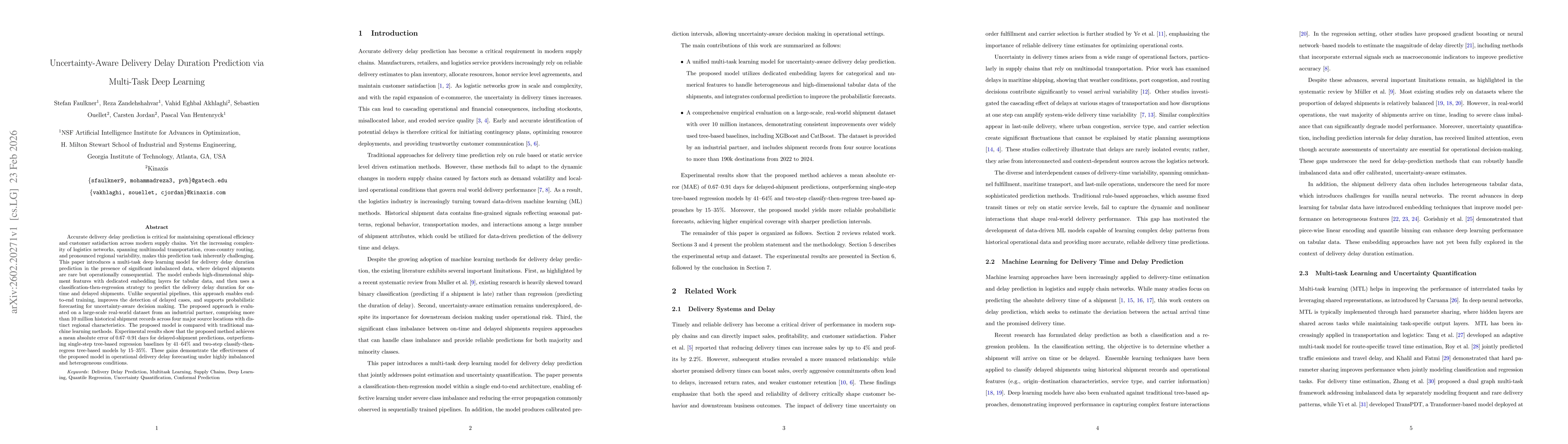 Thumbnail for Uncertainty-Aware Delivery Delay Duration Prediction via Multi-Task Deep Learning