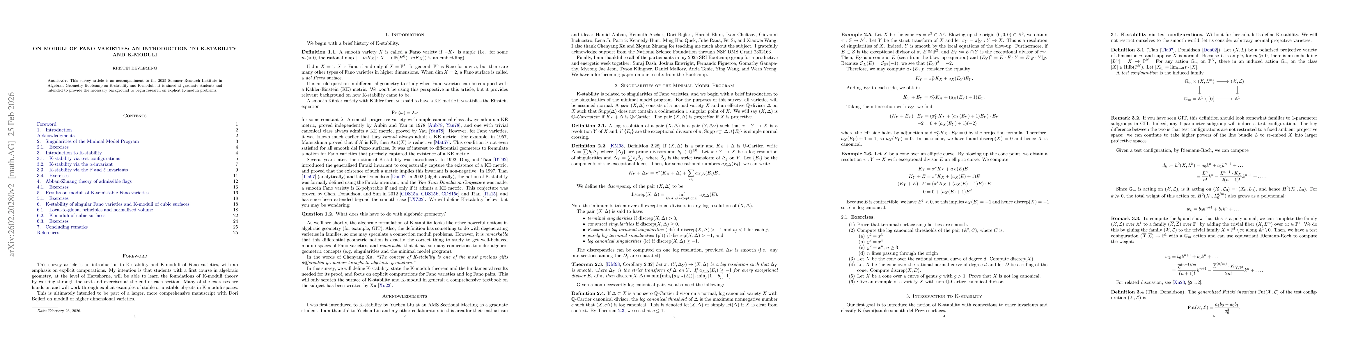 Thumbnail for On moduli of Fano varieties: an introduction to K-stability and K-moduli