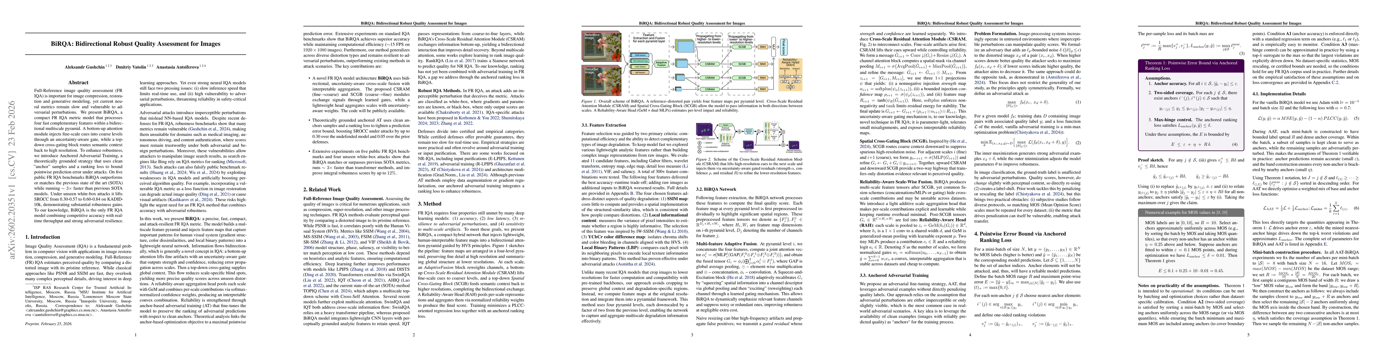 Thumbnail for BiRQA: Bidirectional Robust Quality Assessment for Images