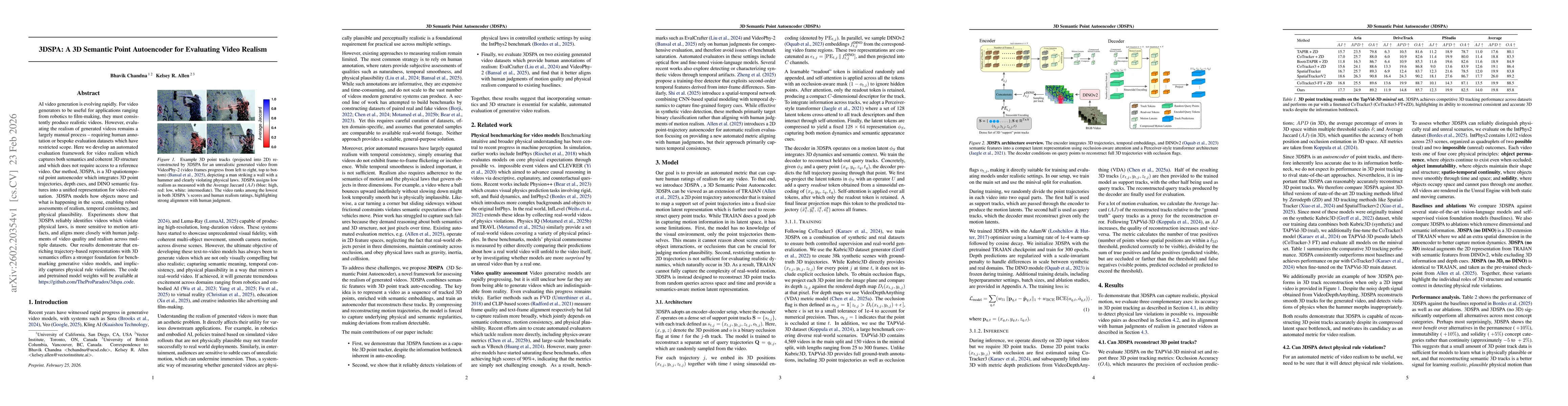 Thumbnail for 3DSPA: A 3D Semantic Point Autoencoder for Evaluating Video Realism