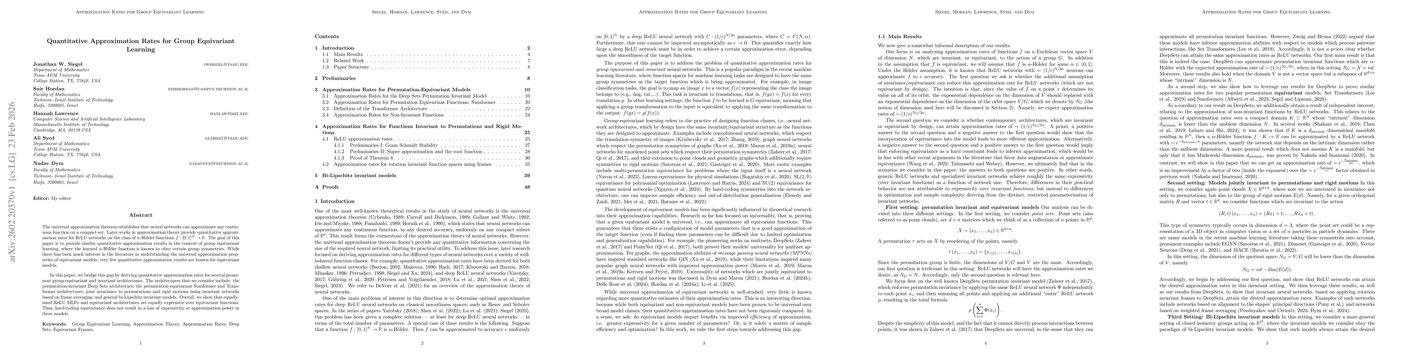 Thumbnail for Quantitative Approximation Rates for Group Equivariant Learning