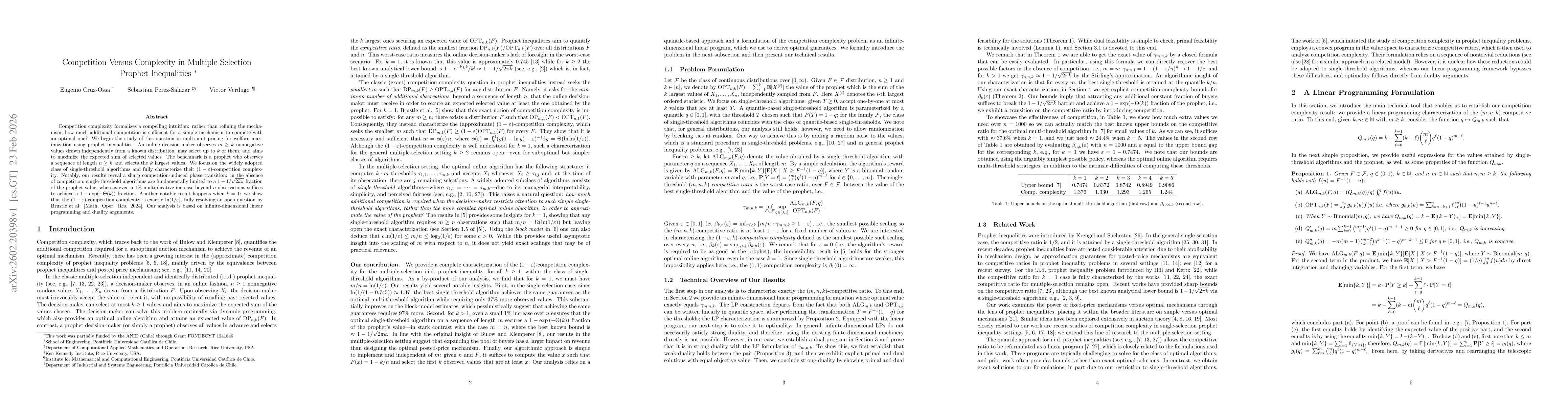Thumbnail for Competition Versus Complexity in Multiple-Selection Prophet Inequalities