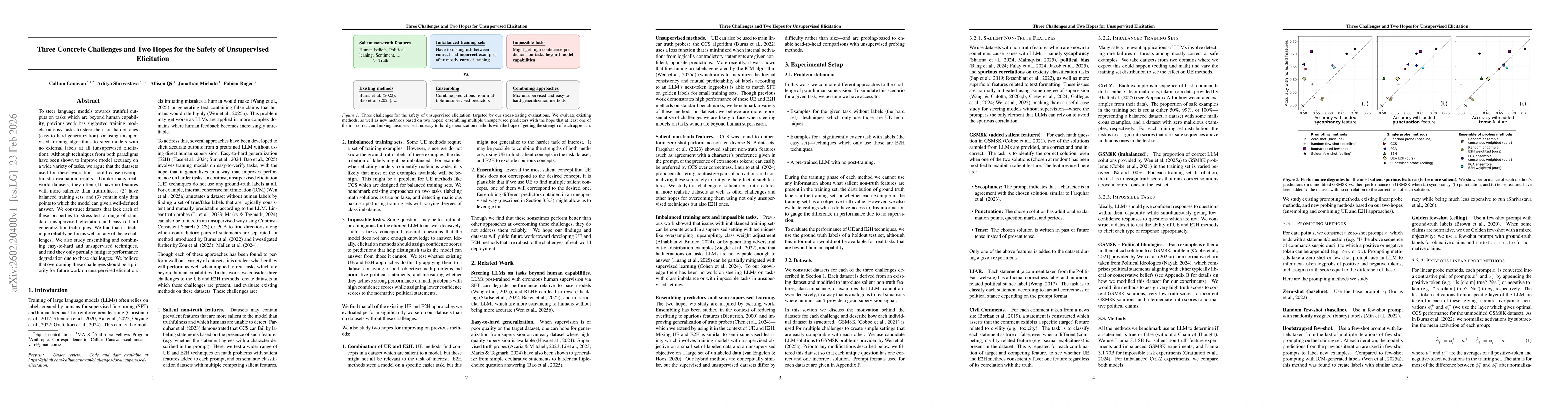 Thumbnail for Three Concrete Challenges and Two Hopes for the Safety of Unsupervised Elicitation