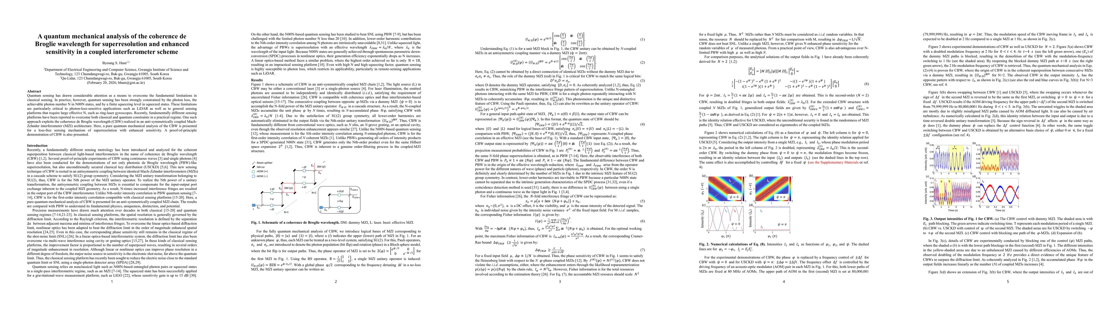Thumbnail for A quantum mechanical analysis of the coherence de Broglie wavelength for superresolution and enhanced sensitivity in a coupled interferometer scheme