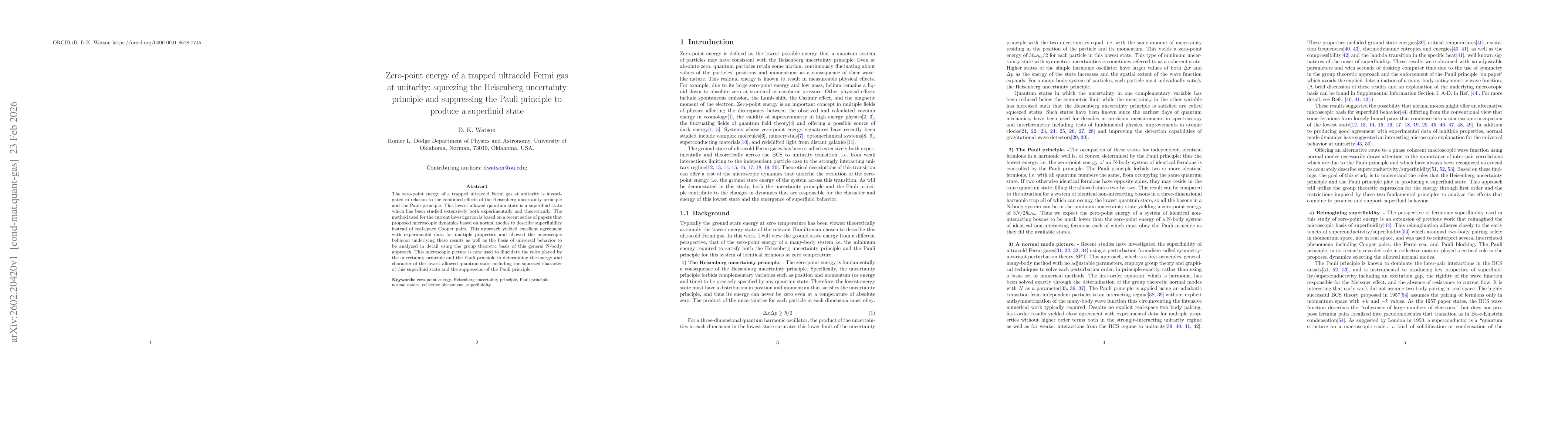 Thumbnail for Zero-point energy of a trapped ultracold Fermi gas at unitarity: squeezing the Heisenberg uncertainty principle and suppressing the Pauli principle to produce a superfluid state