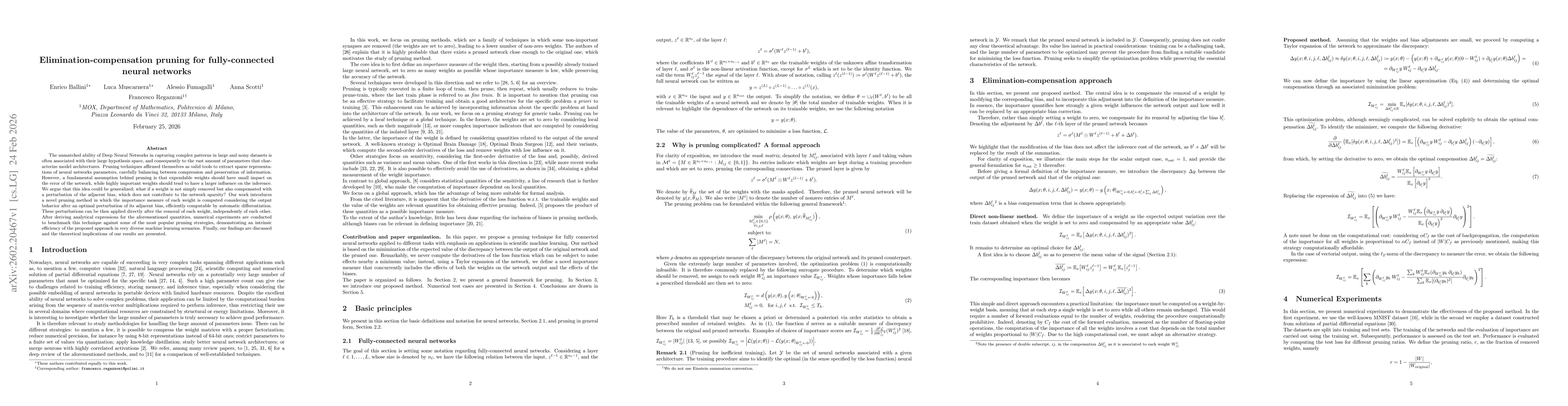 Thumbnail for Elimination-compensation pruning for fully-connected neural networks