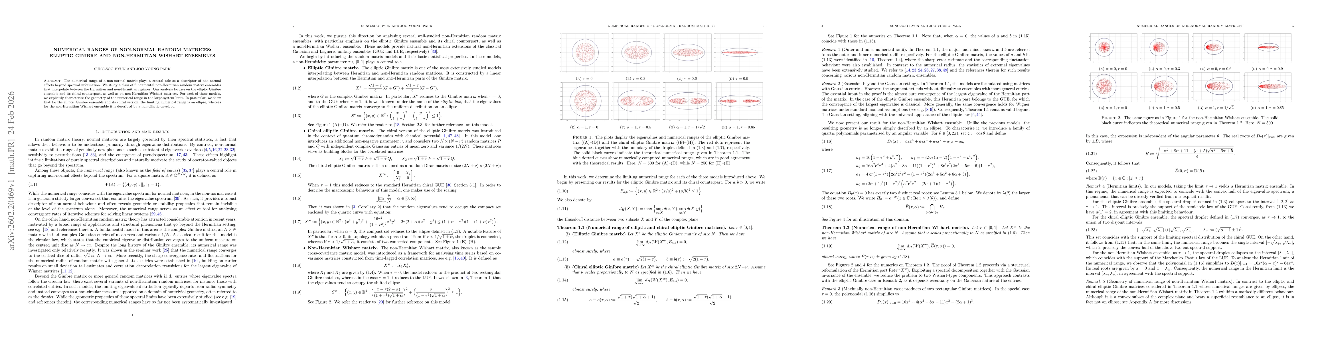 Thumbnail for Numerical ranges of non-normal random matrices: elliptic Ginibre and non-Hermitian Wishart ensembles