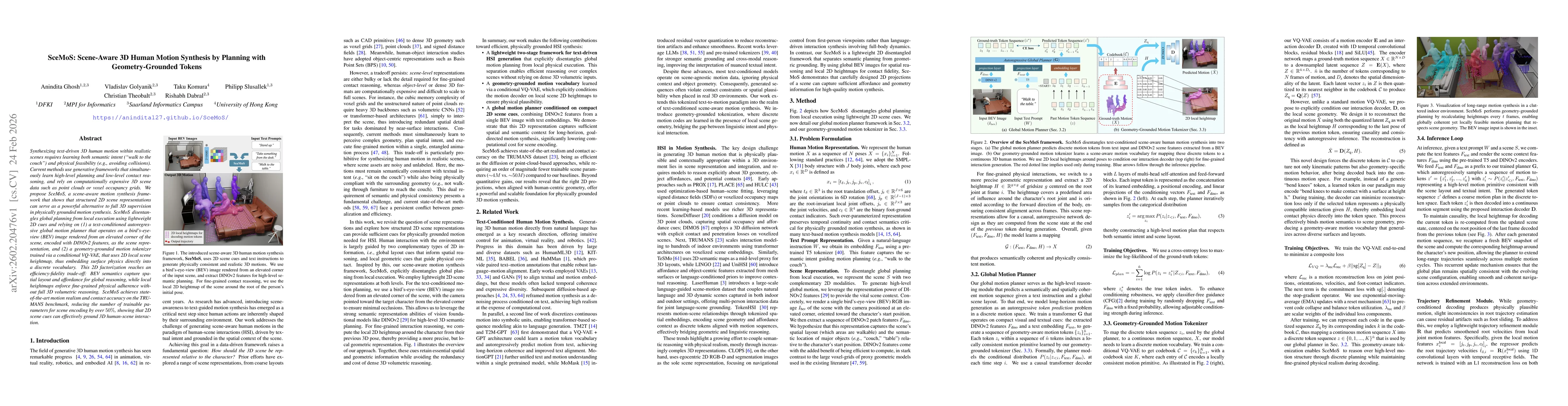Thumbnail for SceMoS: Scene-Aware 3D Human Motion Synthesis by Planning with Geometry-Grounded Tokens
