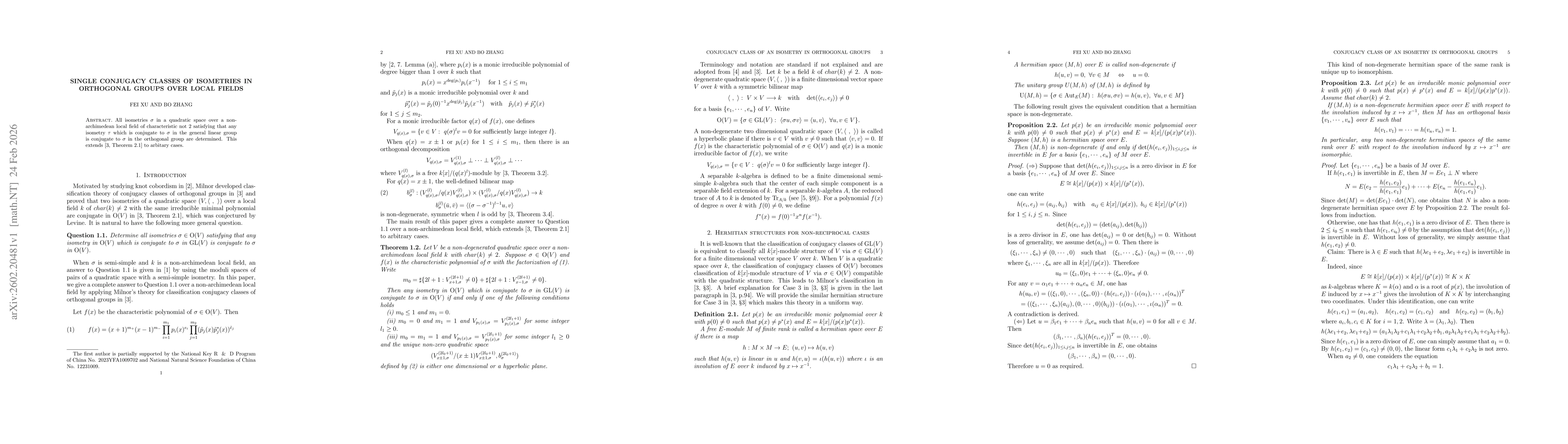 Thumbnail for Single conjugacy classes of isometries in orthogonal groups over local fields