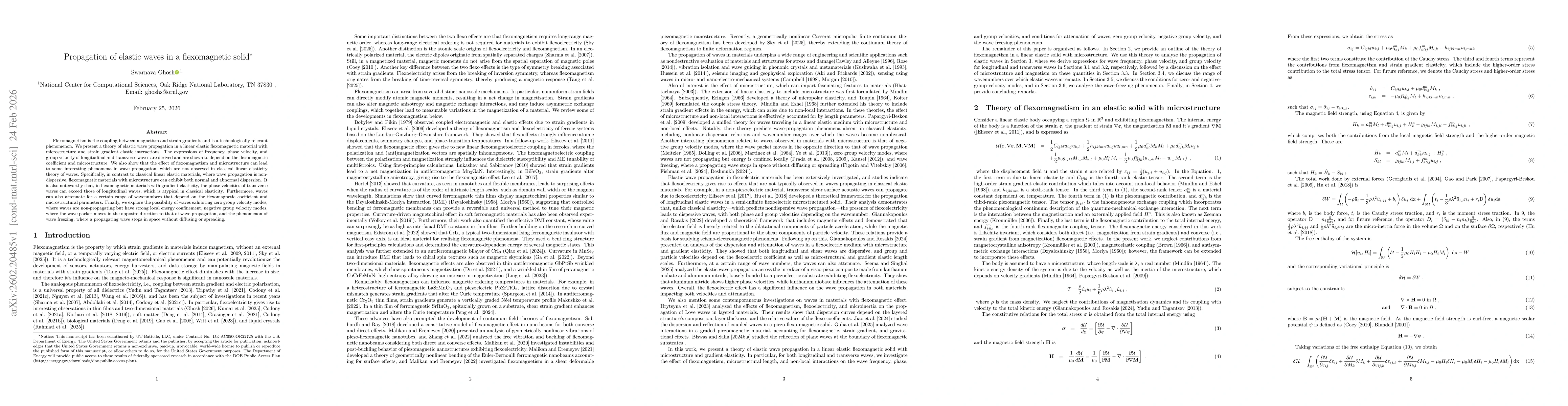 Thumbnail for Propagation of elastic waves in a flexomagnetic solid