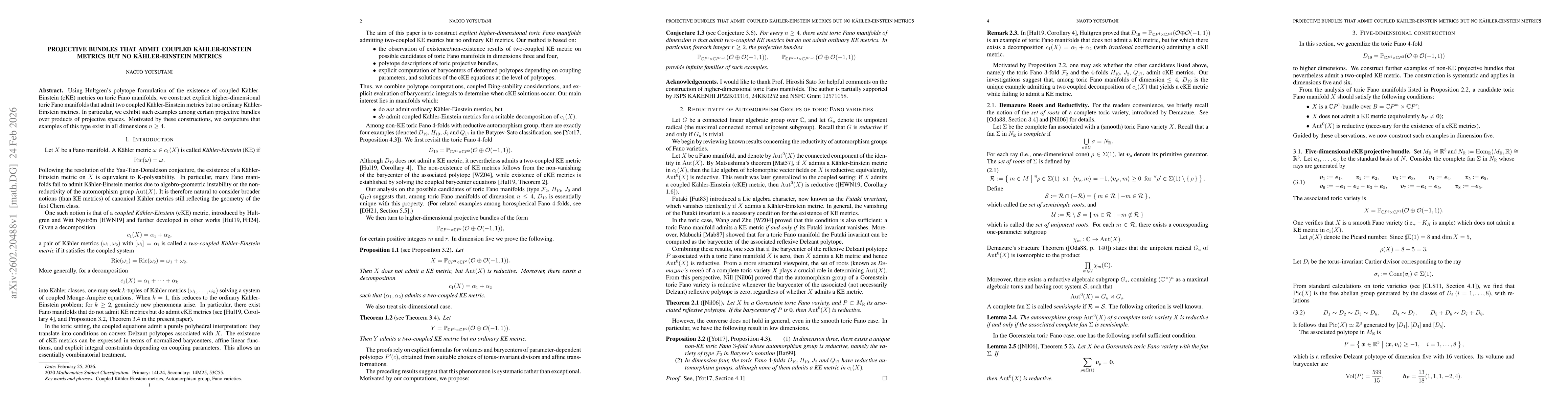 Thumbnail for Projective bundles that admit coupled Kähler-Einstein metrics but no Kähler-Einstein metrics