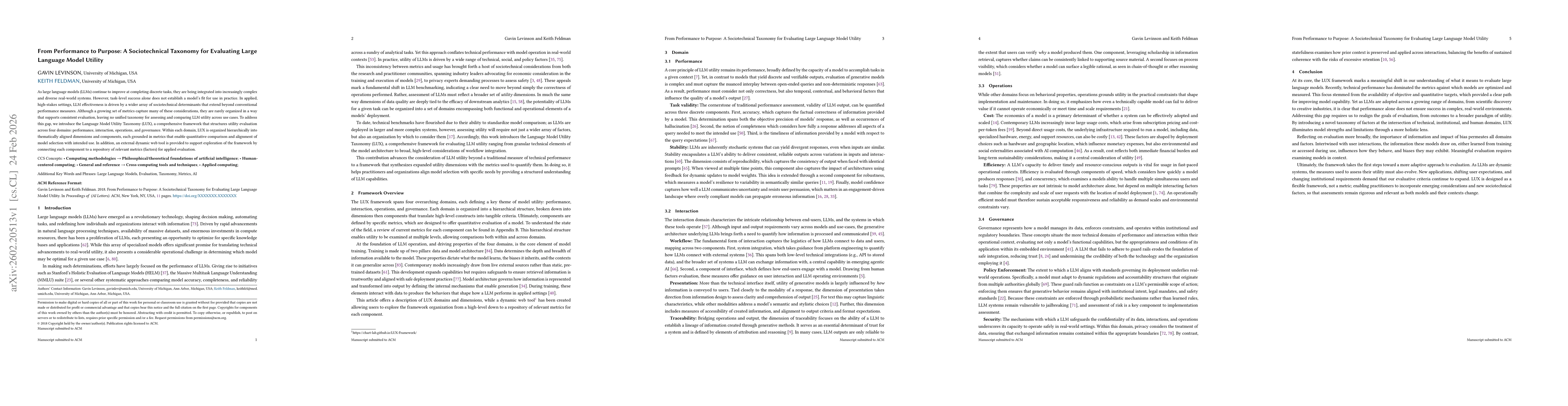 Thumbnail for From Performance to Purpose: A Sociotechnical Taxonomy for Evaluating Large Language Model Utility