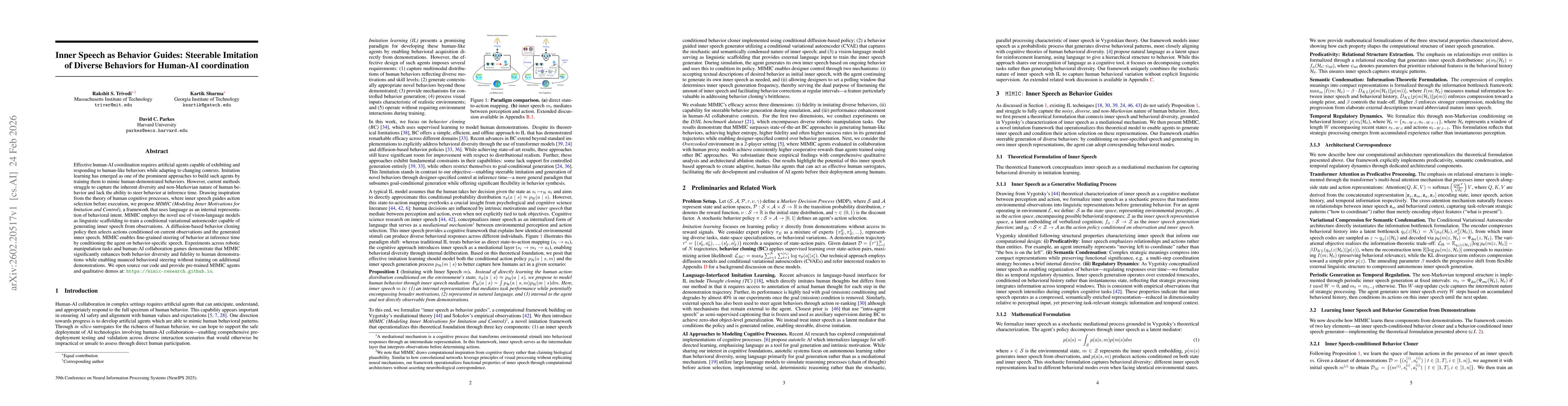 Thumbnail for Inner Speech as Behavior Guides: Steerable Imitation of Diverse Behaviors for Human-AI coordination