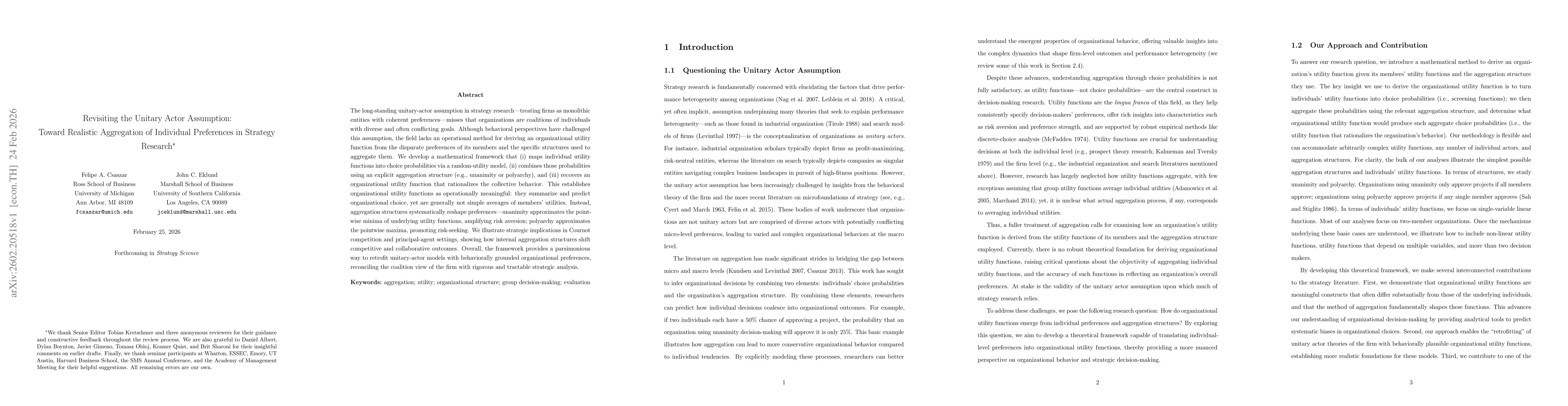 Thumbnail for Revisiting the Unitary Actor Assumption: Toward Realistic Aggregation of Individual Preferences in Strategy Research