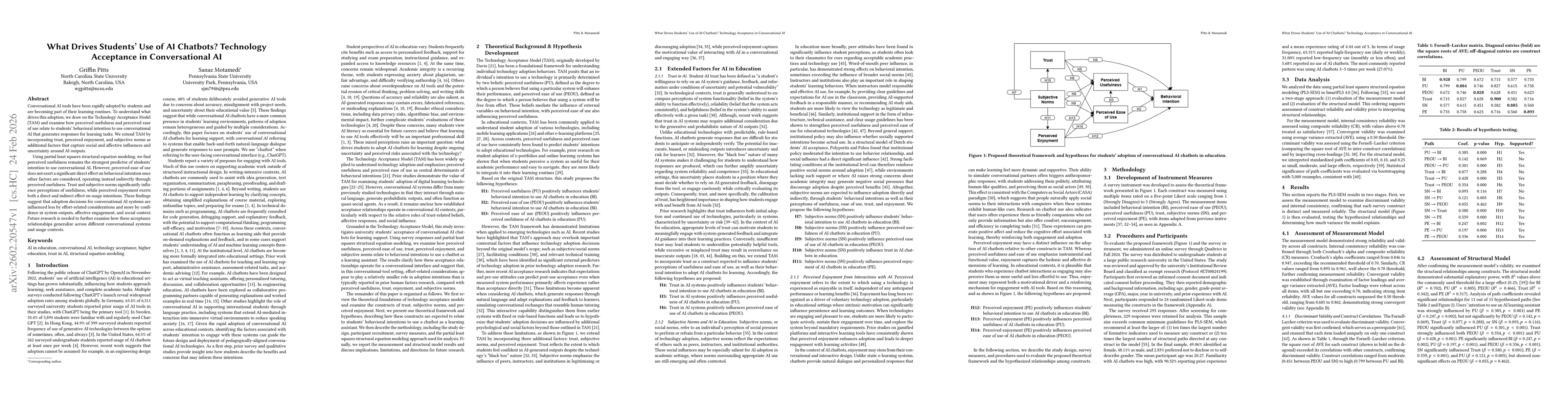 Thumbnail for What Drives Students' Use of AI Chatbots? Technology Acceptance in Conversational AI