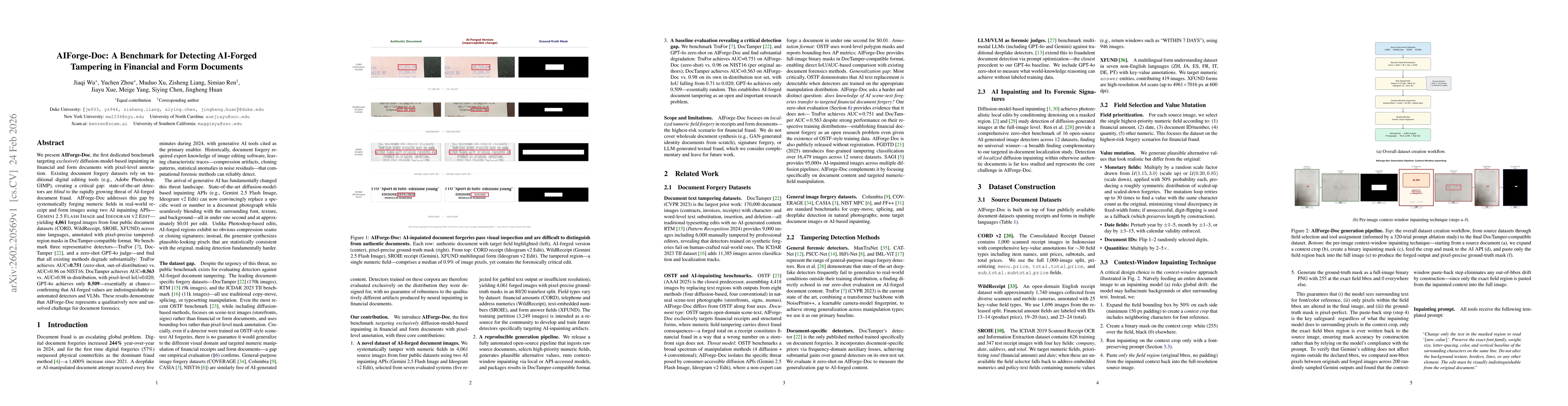 Thumbnail for AIForge-Doc: A Benchmark for Detecting AI-Forged Tampering in Financial and Form Documents
