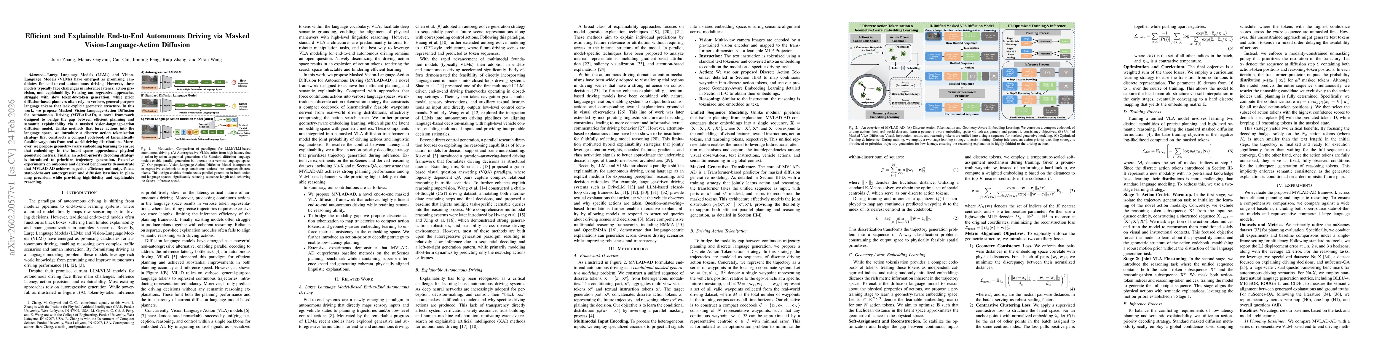 Thumbnail for Efficient and Explainable End-to-End Autonomous Driving via Masked Vision-Language-Action Diffusion