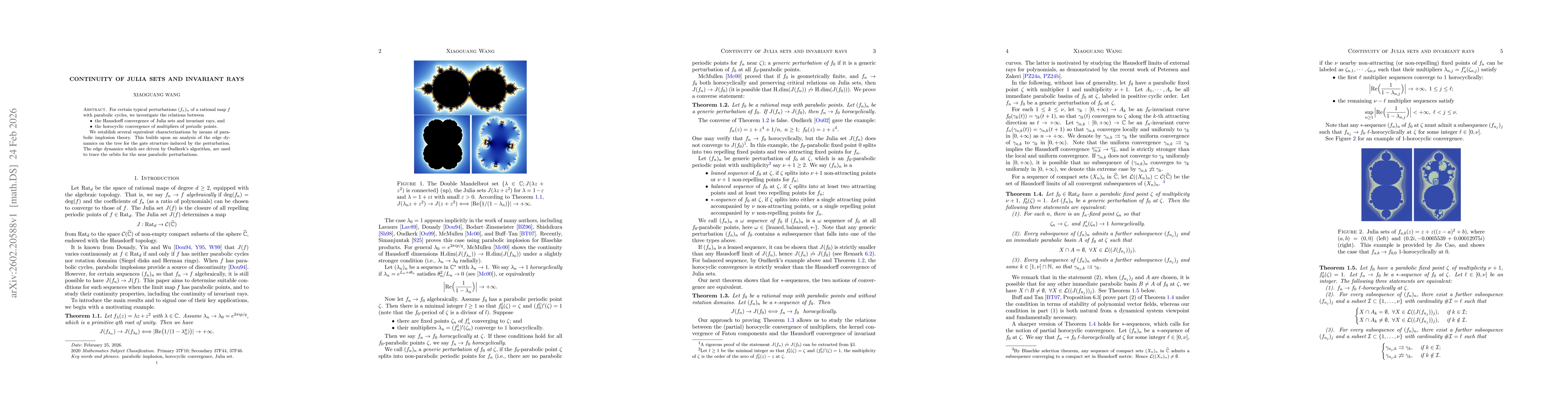 Thumbnail for Continuity of Julia sets and invariant rays