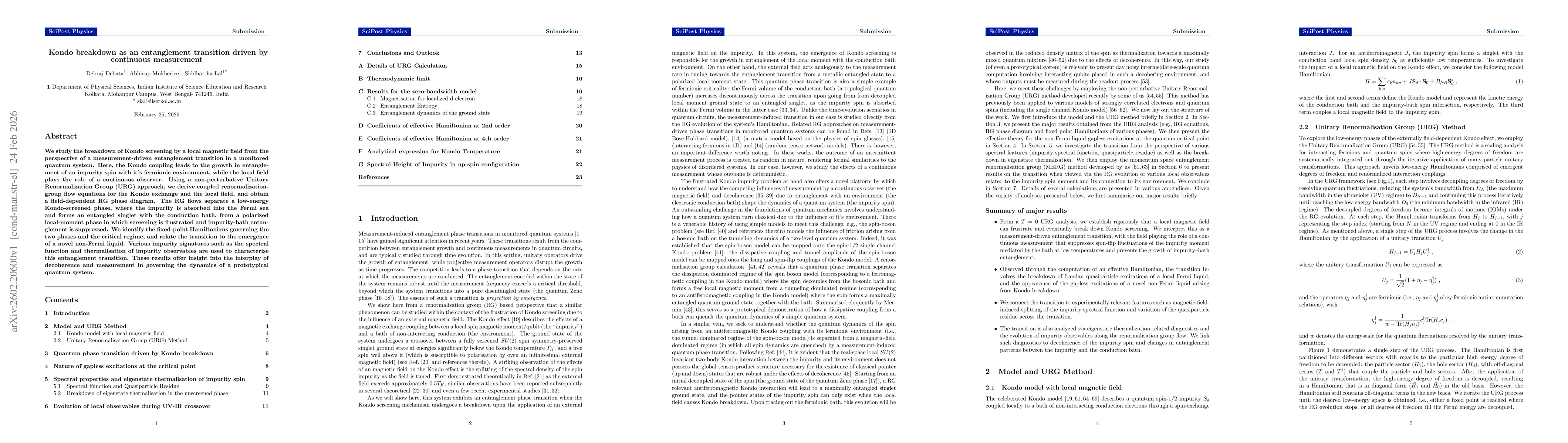 Thumbnail for Kondo breakdown as an entanglement transition driven by continuous measurement