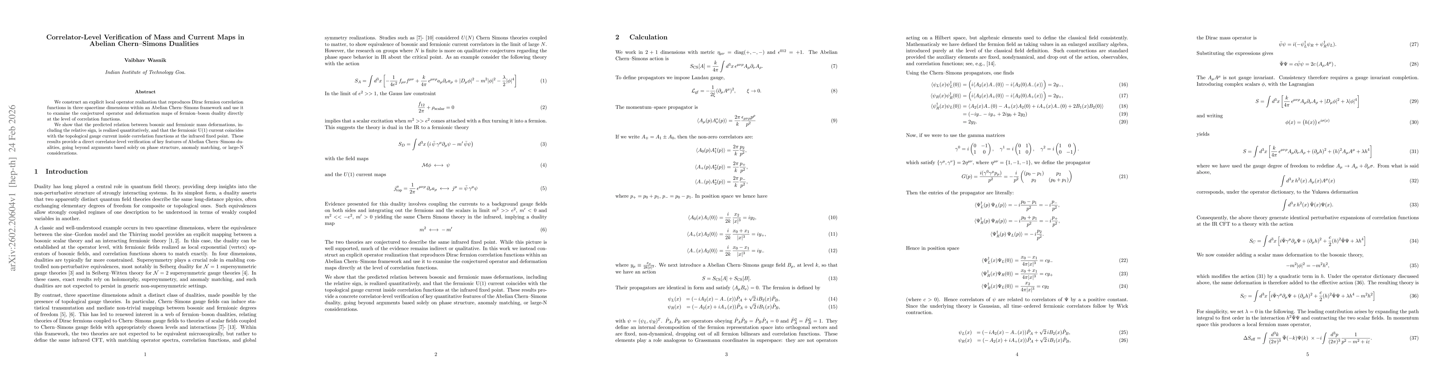 Thumbnail for Correlator-Level Verification of Mass and Current Maps in Abelian Chern-Simons Dualities