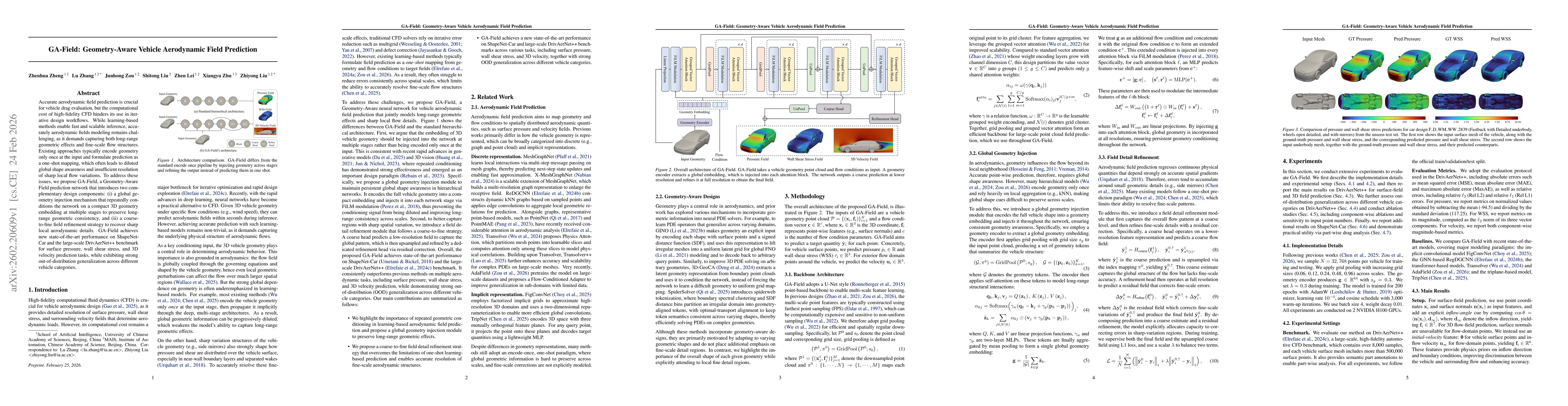 Thumbnail for GA-Field: Geometry-Aware Vehicle Aerodynamic Field Prediction