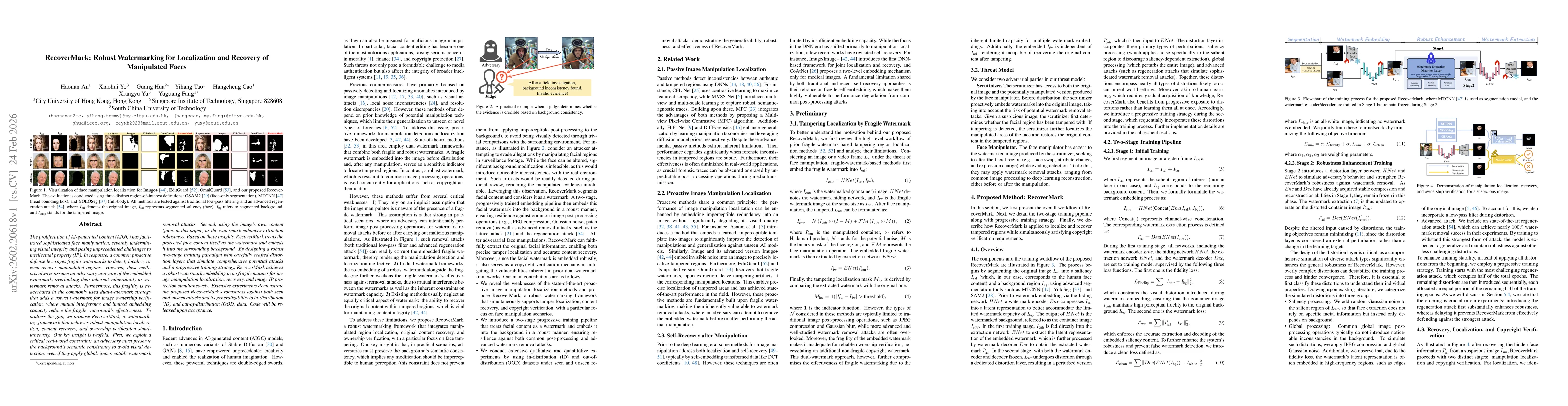 Thumbnail for RecoverMark: Robust Watermarking for Localization and Recovery of Manipulated Faces