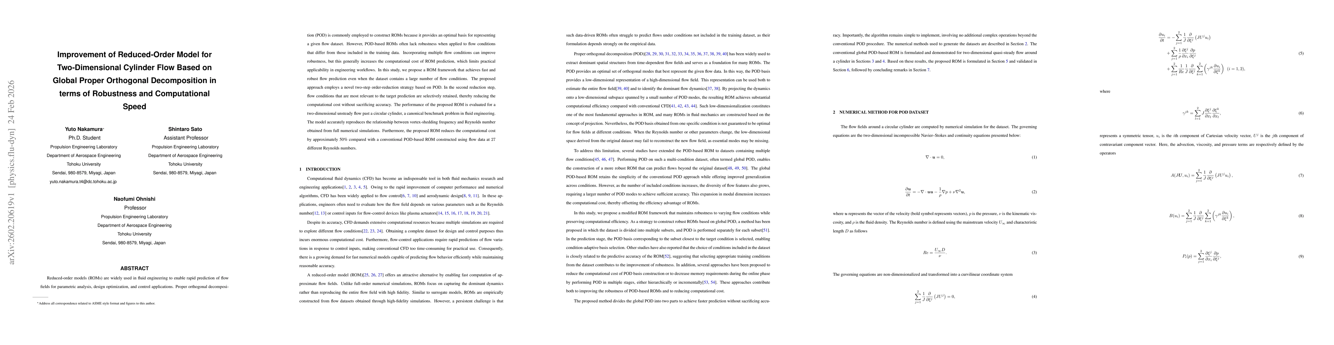 Thumbnail for Improvement of reduced-order model for two-dimensional cylinder flow based on global proper orthogonal decomposition in terms of robustness and computational speed