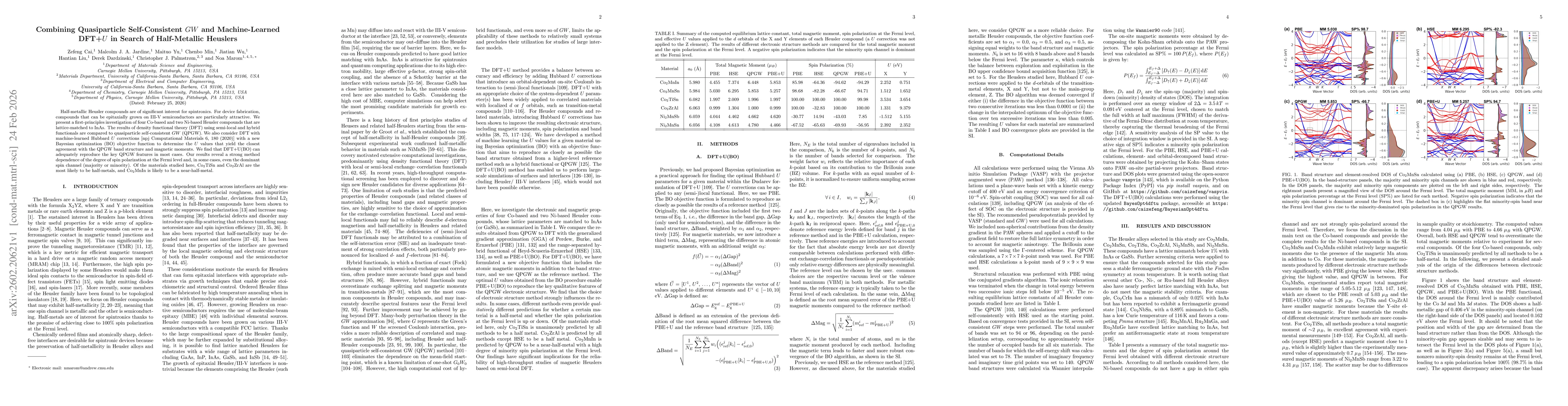 Thumbnail for Combining Quasiparticle Self-Consistent $GW$ and Machine-Learned DFT+$U$ in Search of Half-Metallic Heuslers