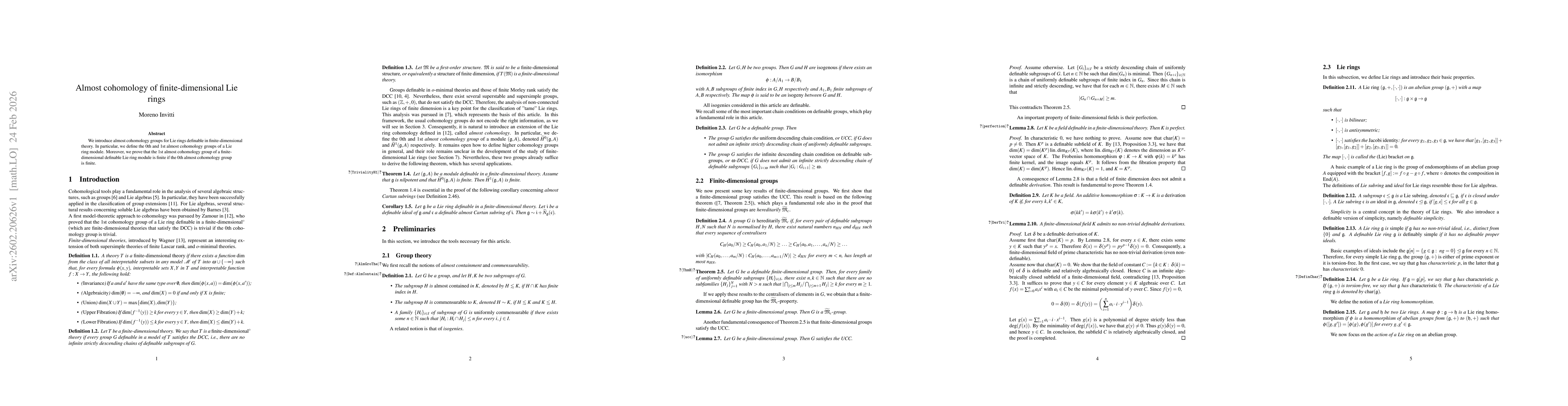 Thumbnail for Almost cohomology of finite-dimensional Lie rings